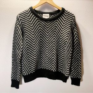 Ganni Anthropologie black and white chevron sweater